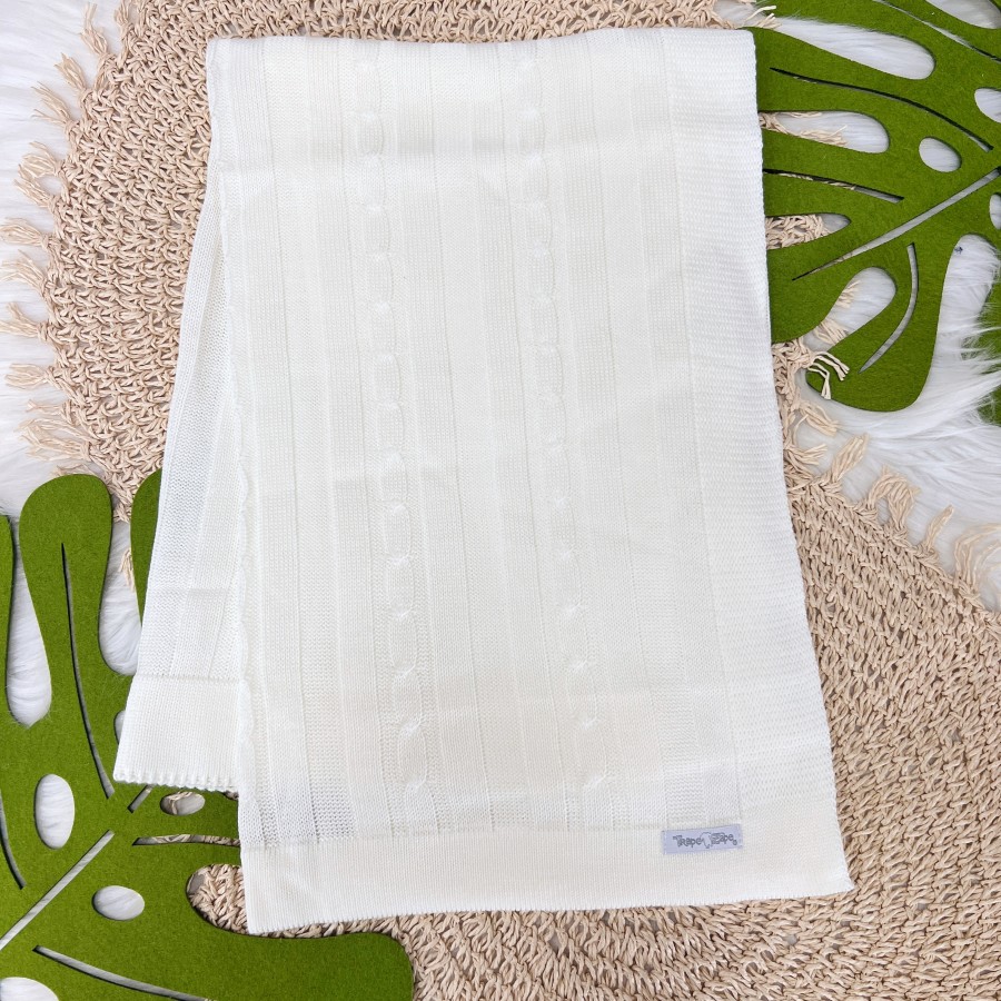 Manta de linha Trança Off White